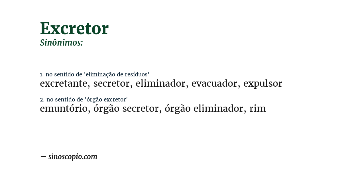Sinônimo de excretor