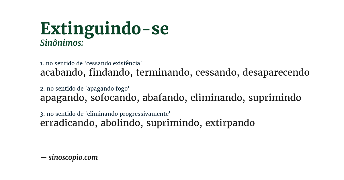 Sinônimo de extinguindo-se