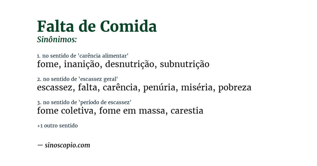 Sinônimo de falta de comida