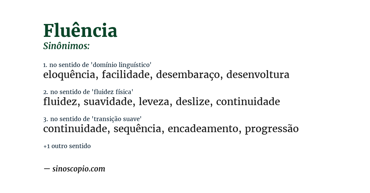 Sinônimo de fluência