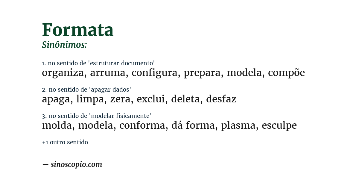Sinônimo de formata