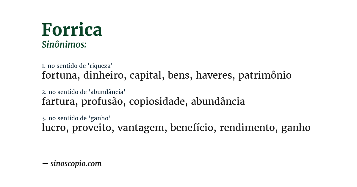 Sinônimo de forrica