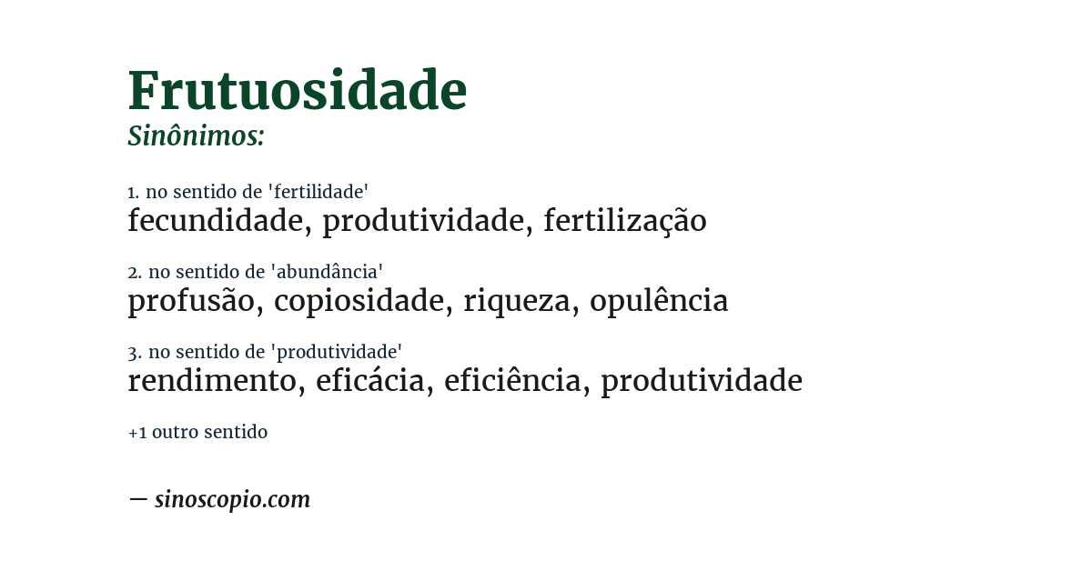Sinônimo de frutuosidade