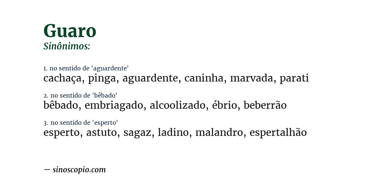 Sinônimo de guaro