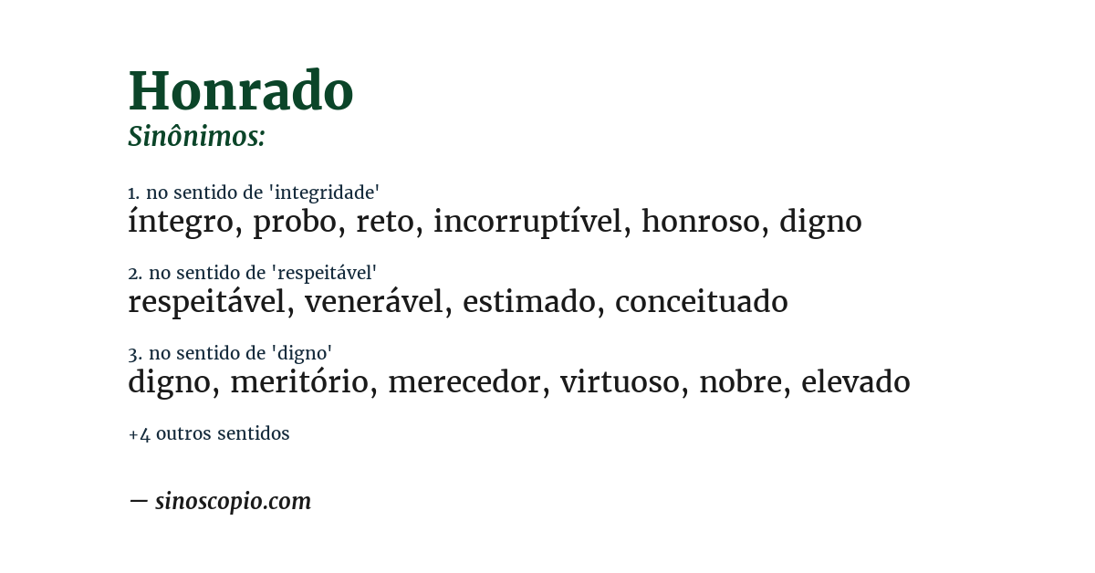 Sinônimo de honrado