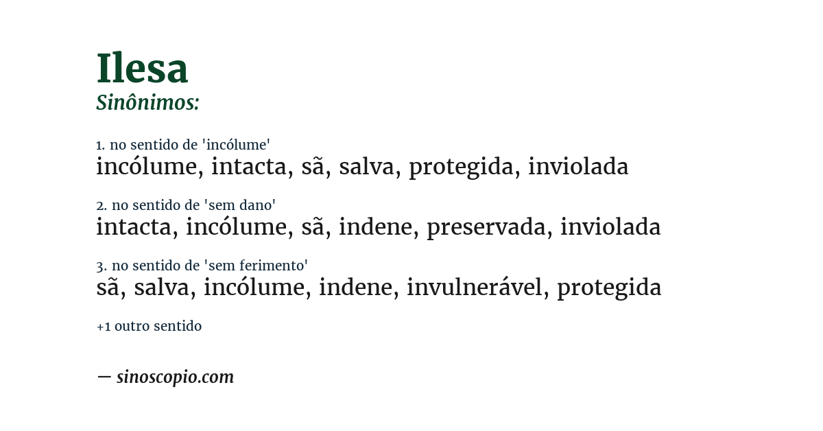 Sinônimo de ilesa