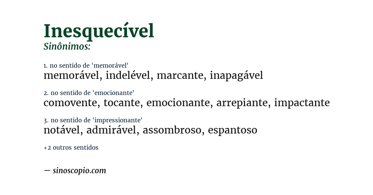 Sinônimo de inesquecível