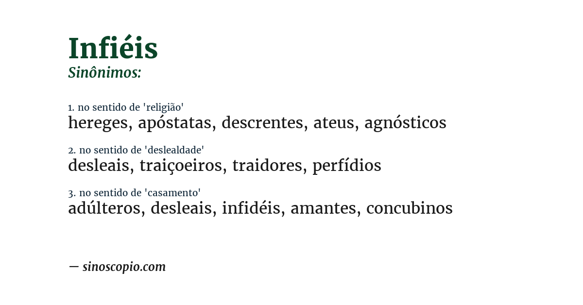 Sinônimo de infiéis