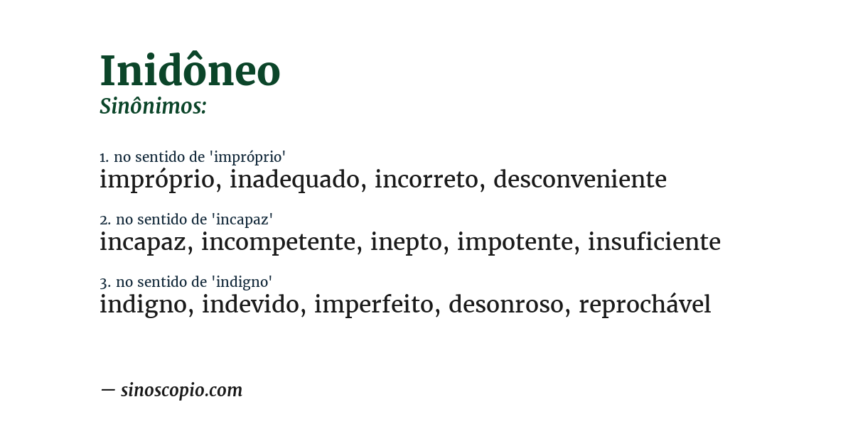 Sinônimo de inidôneo