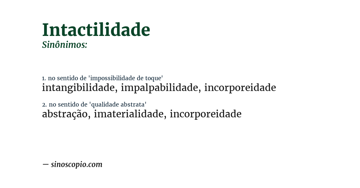 Sinônimo de intactilidade