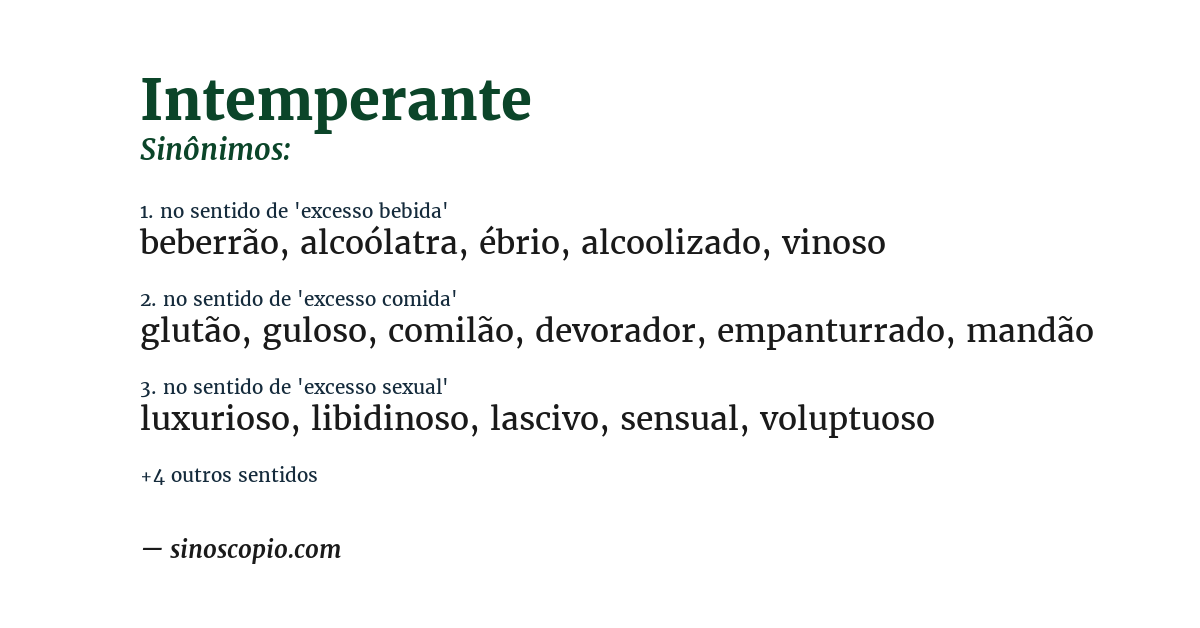 Sinônimo de intemperante
