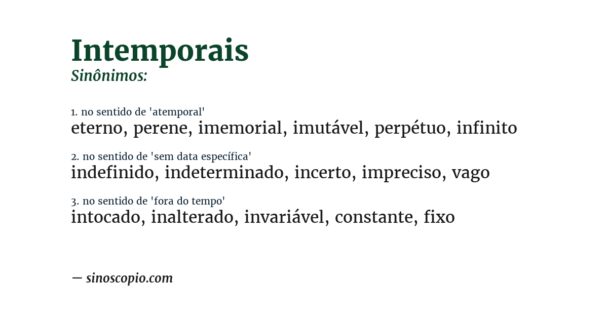 Sinônimo de intemporais