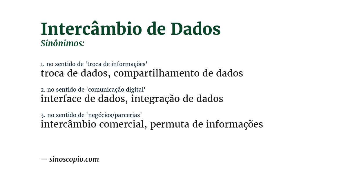 Sinônimo de intercâmbio de dados
