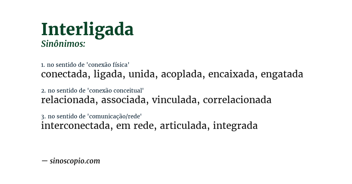 Sinônimo de interligada