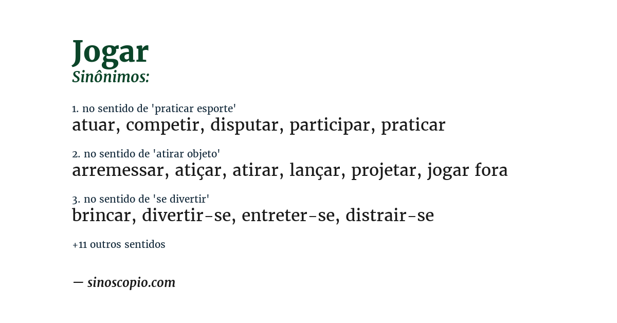Sinônimo de jogar