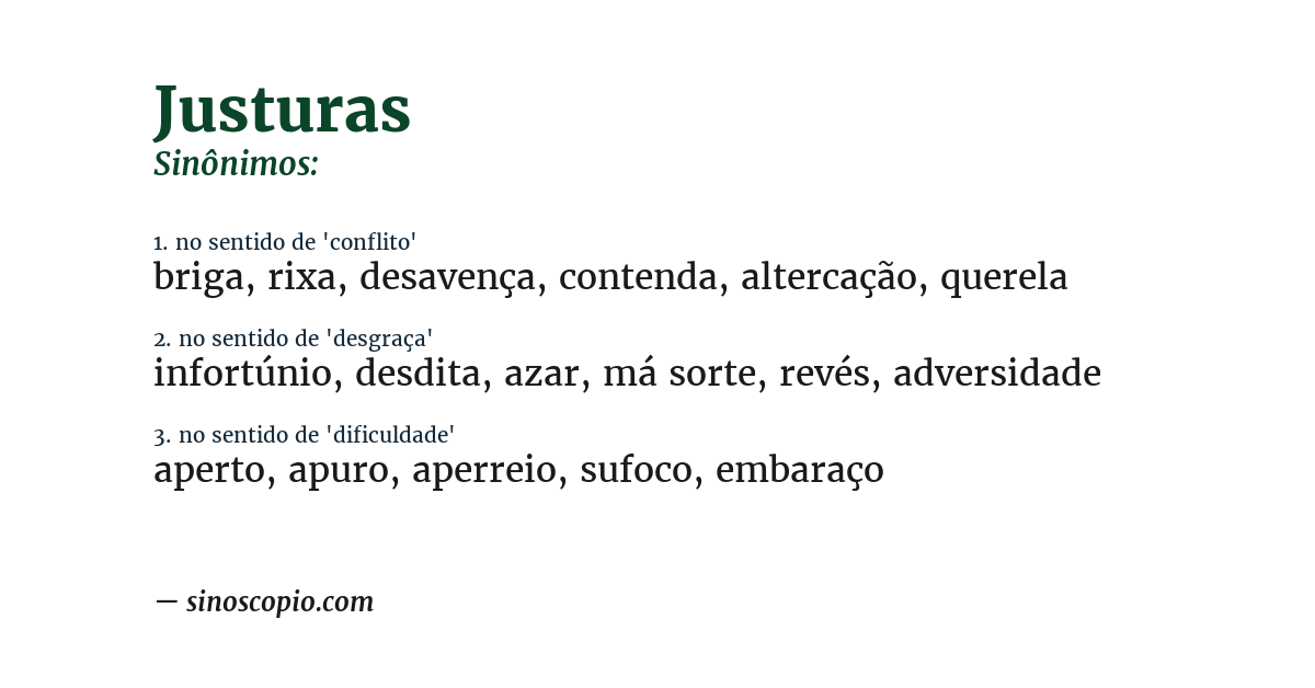Sinônimo de justuras
