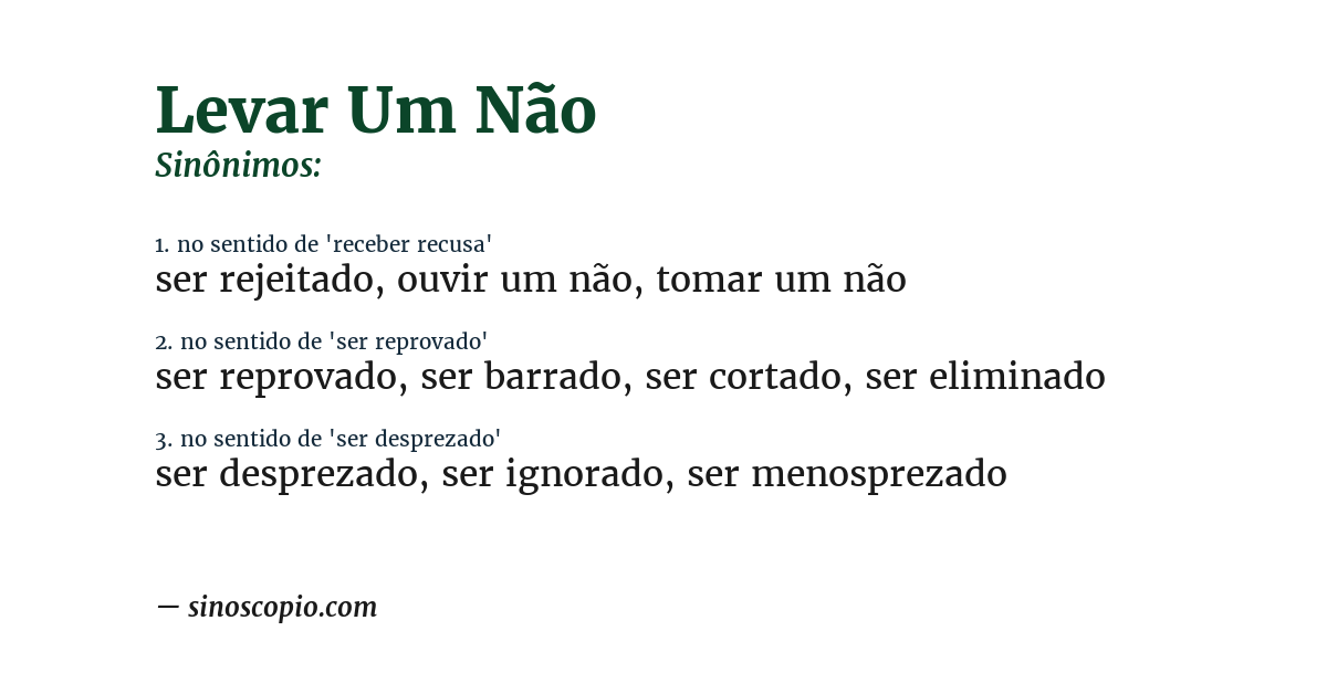 Sinônimo de levar um não