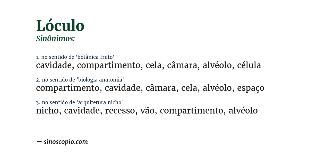 Sinônimo de lóculo