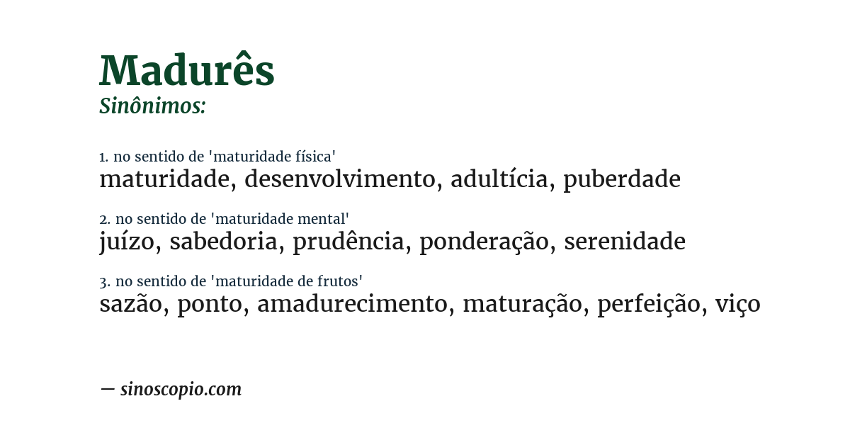 Sinônimo de madurês