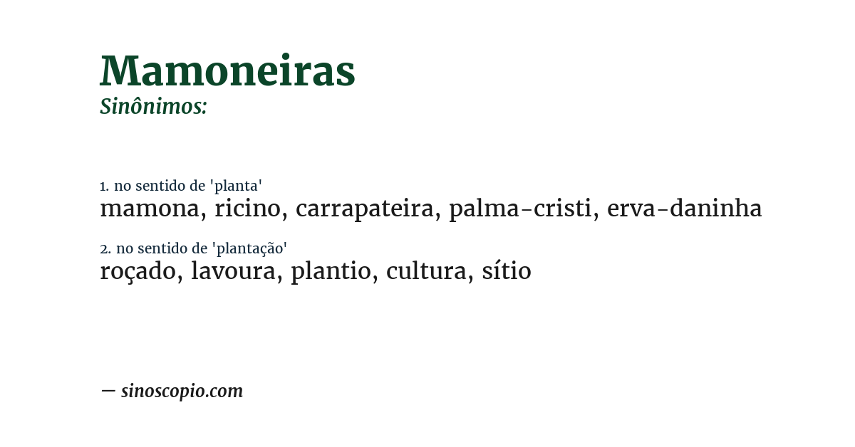 Sinônimo de mamoneiras