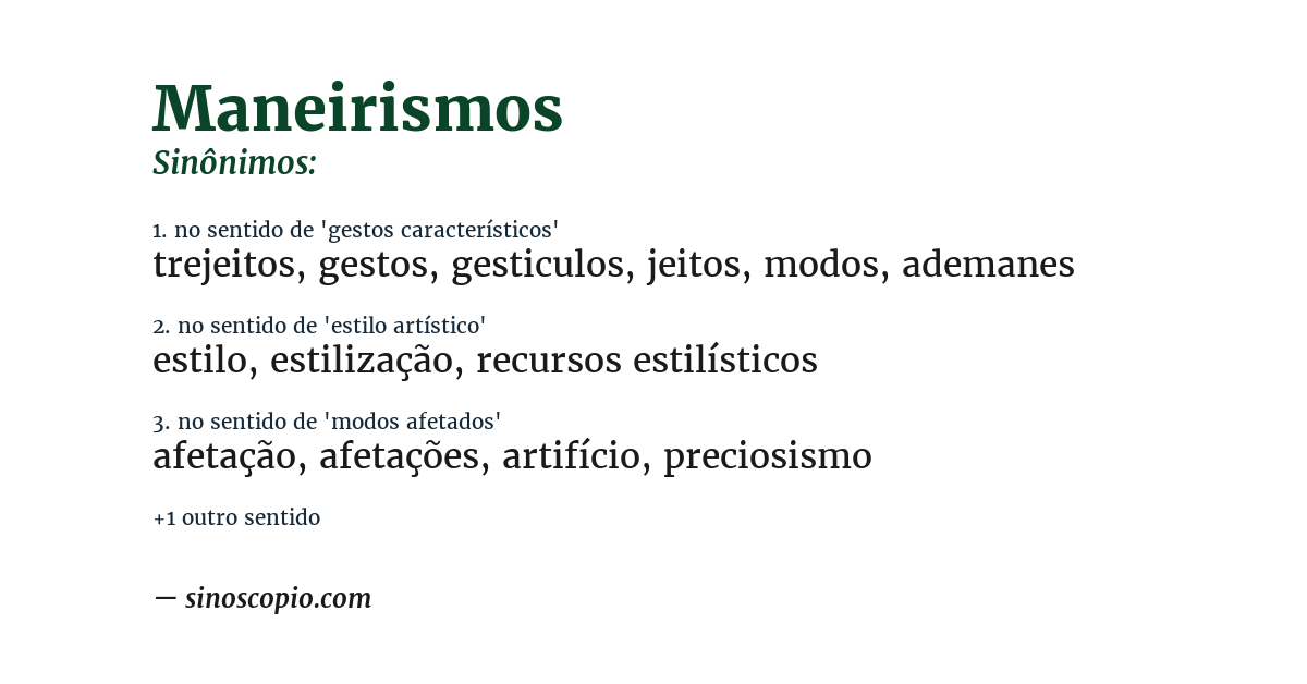 Sinônimo de maneirismos