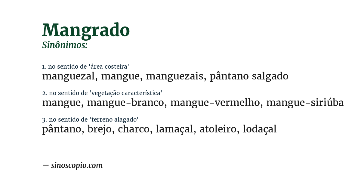 Sinônimo de mangrado