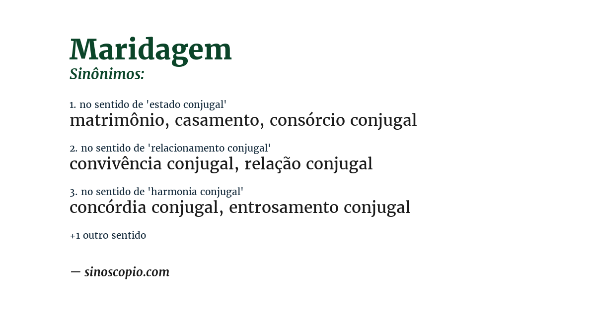 Sinônimo de maridagem