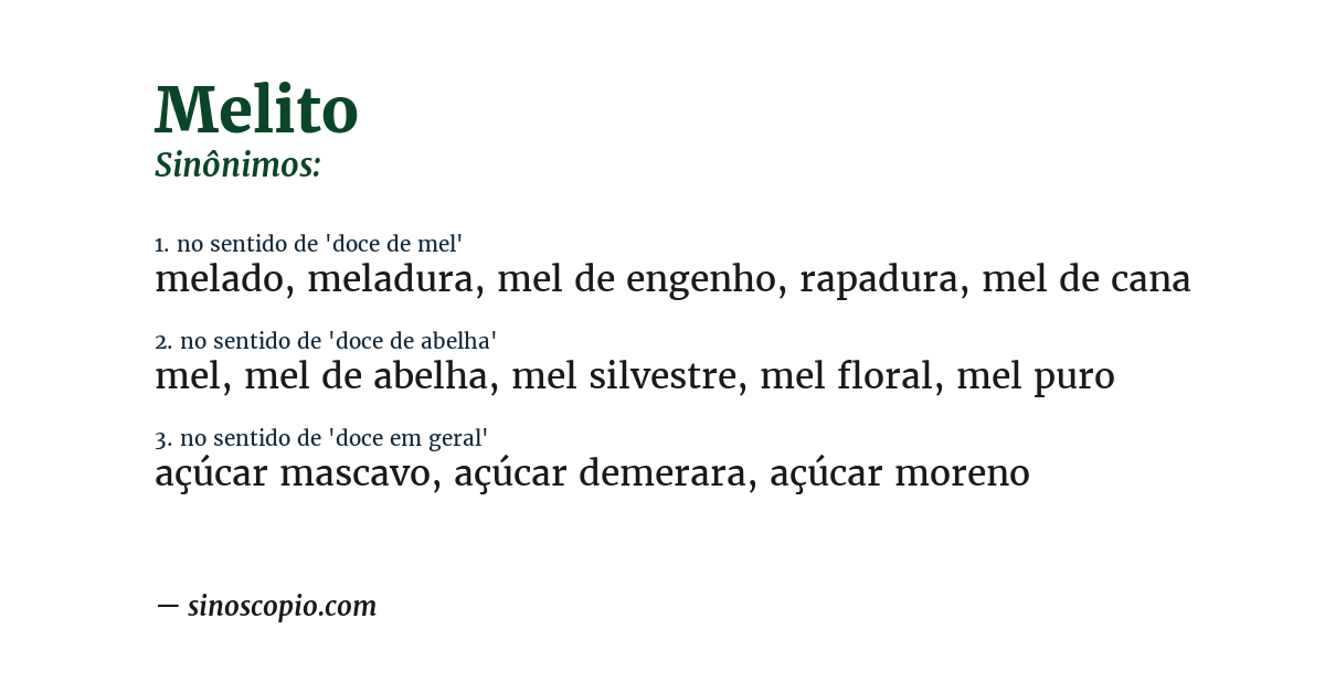 Sinônimo de melito