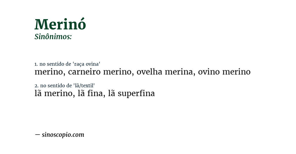 Sinônimo de merinó