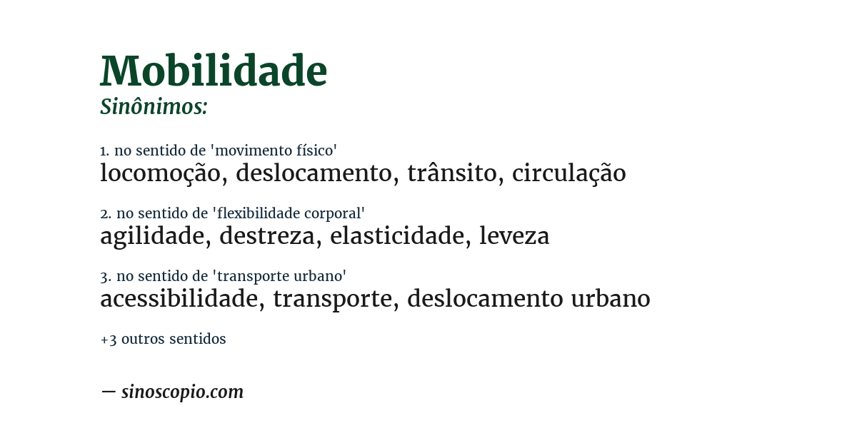 Sinônimo de mobilidade