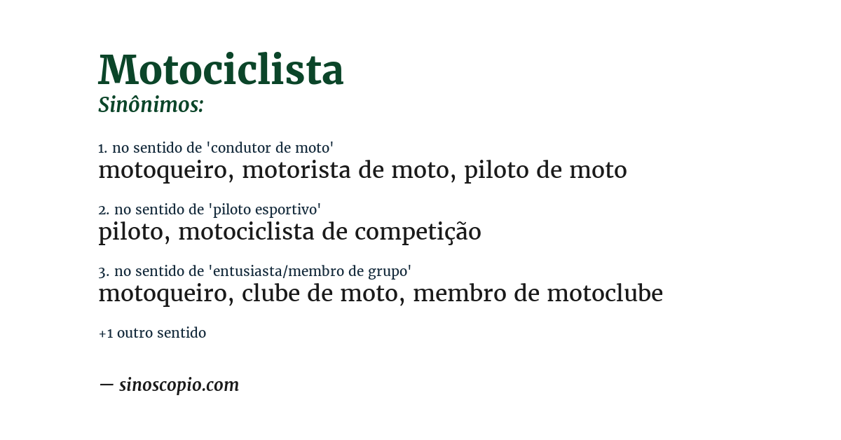 Sinônimo de motociclista