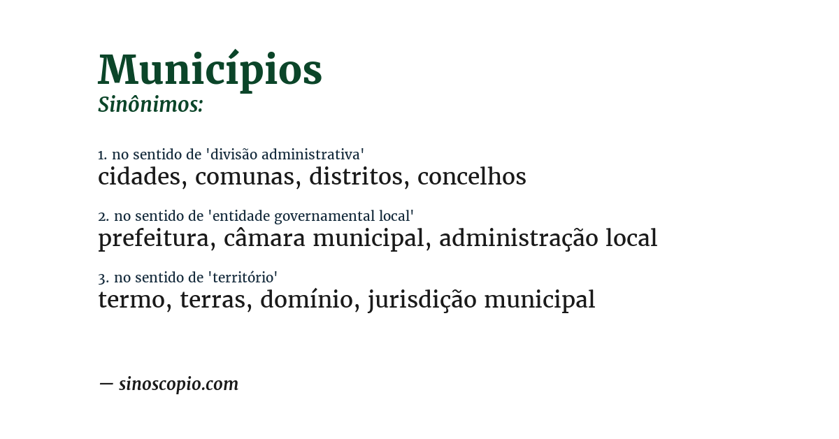 Sinônimo de municípios
