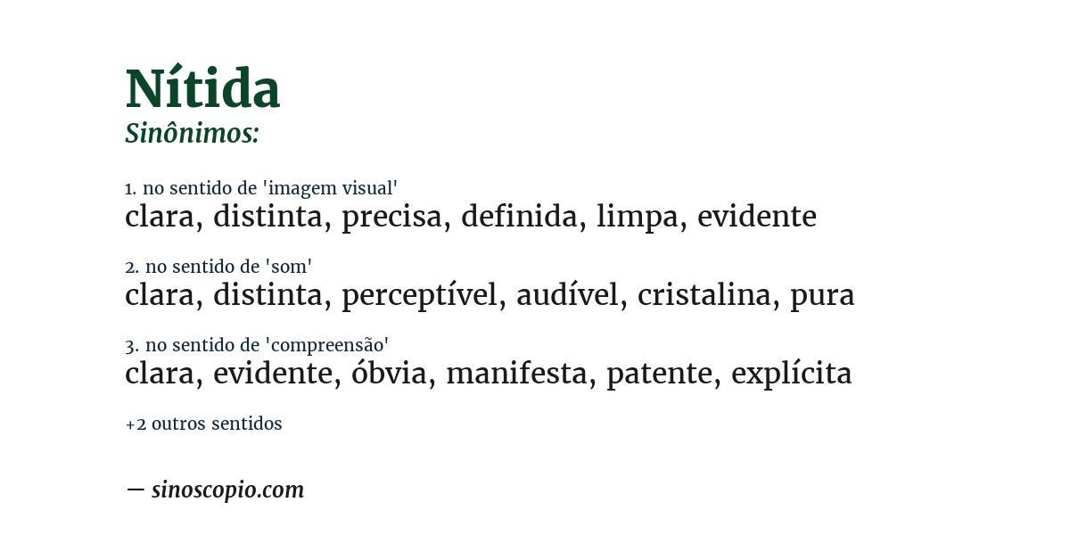 Sinônimo de nítida