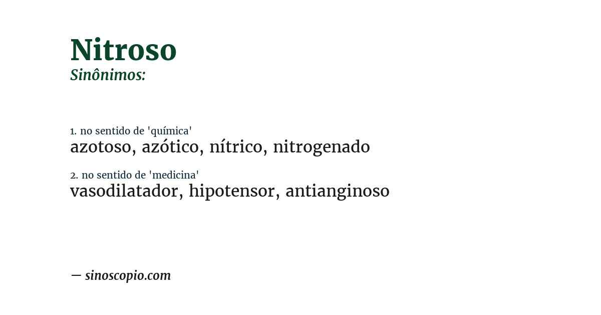 Sinônimo de nitroso