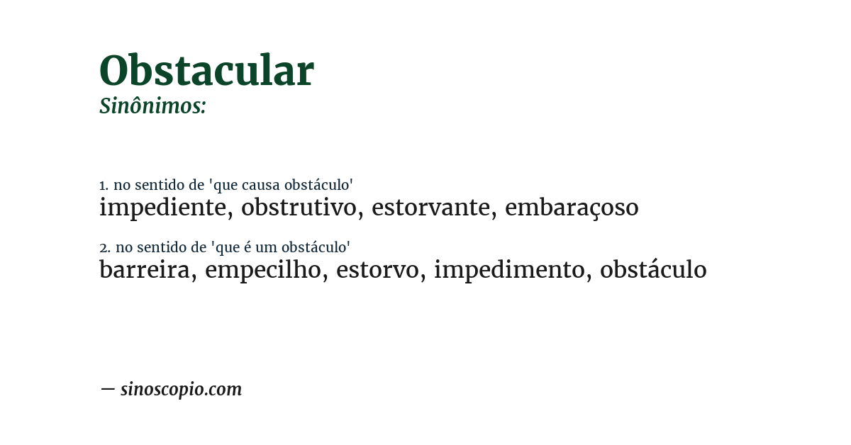 Sinônimo de obstacular