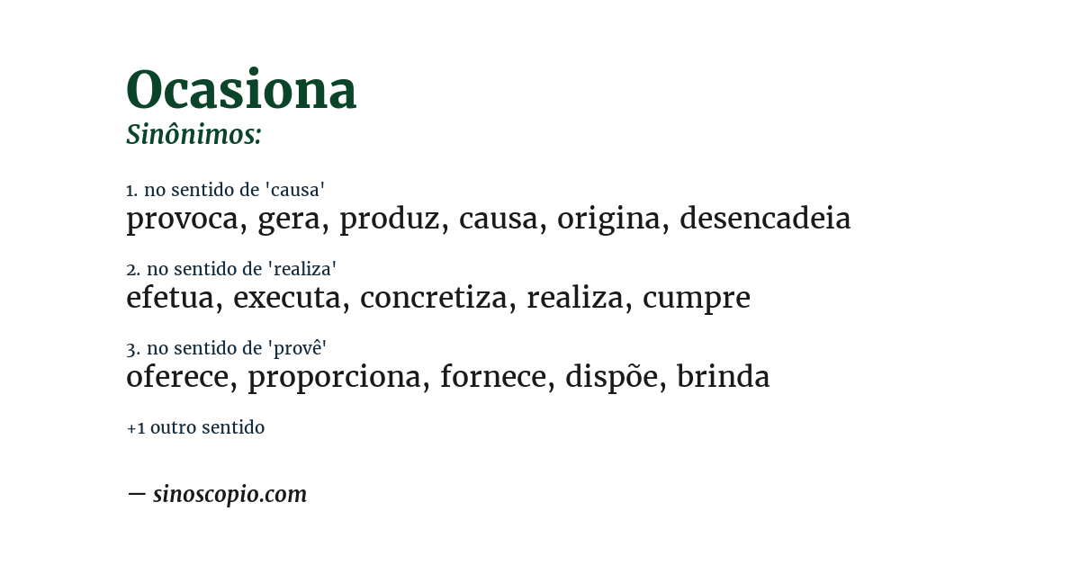 Sinônimo de ocasiona