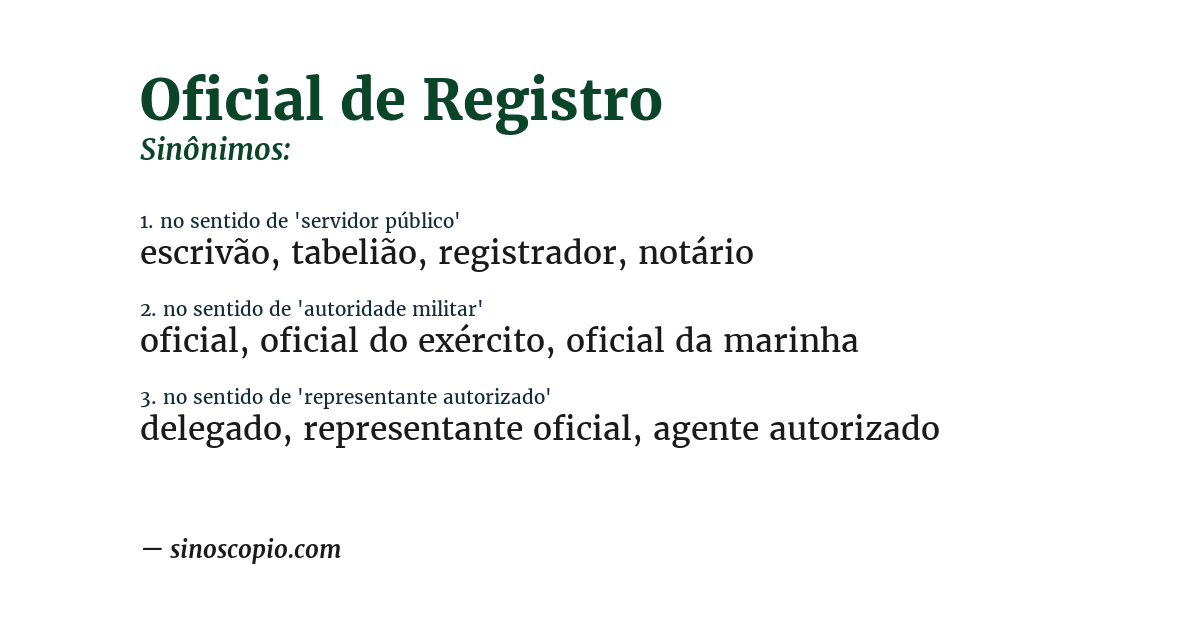 Sinônimo de oficial de registro