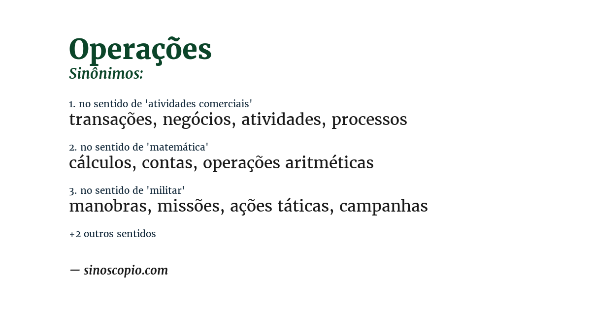 Sinônimo de operações