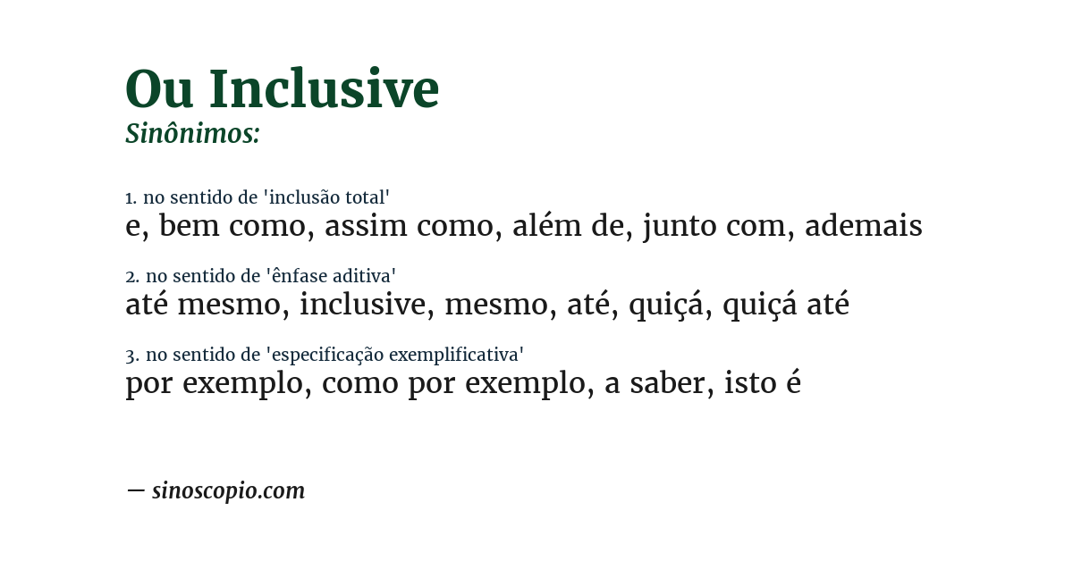 Sinônimo de ou inclusive