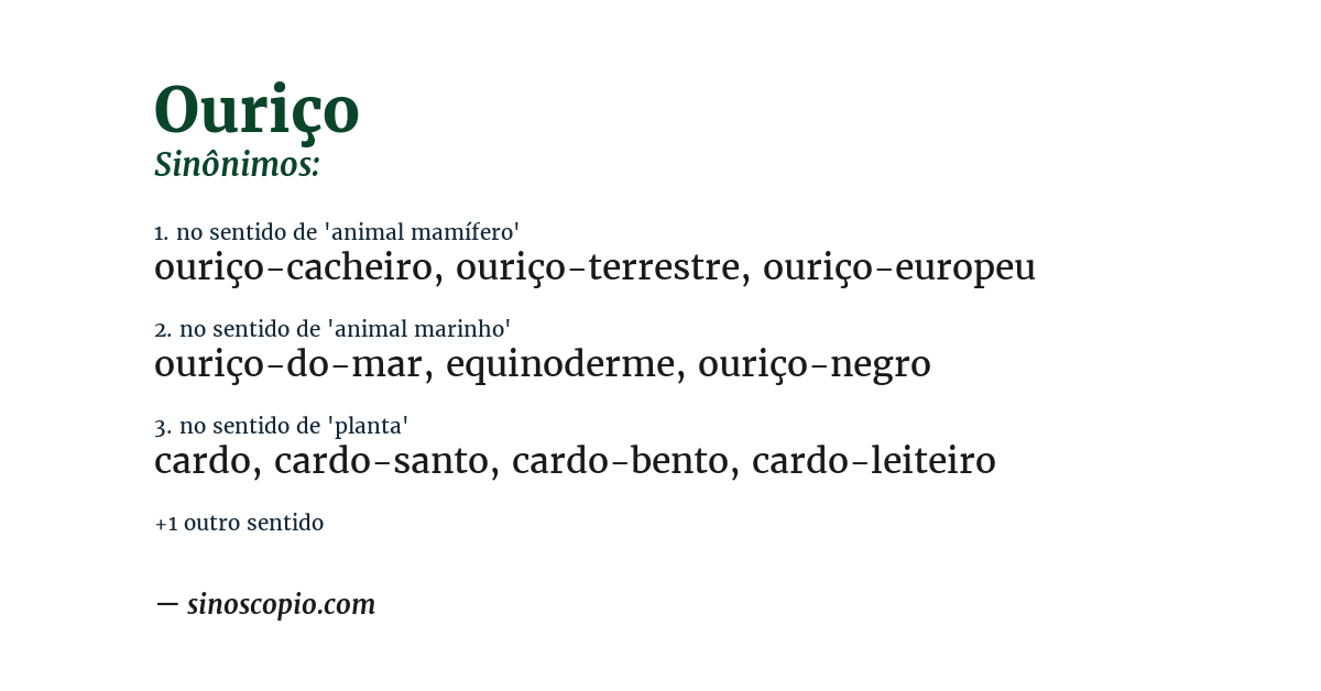 Sinônimo de ouriço