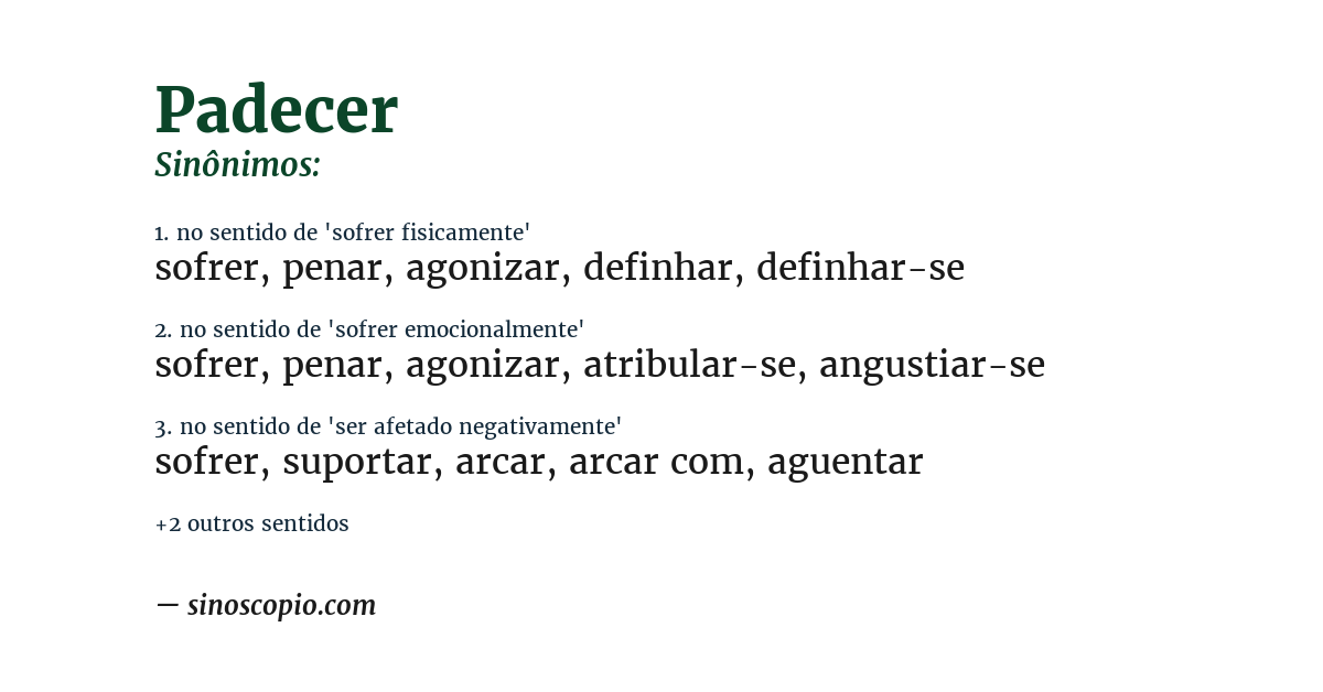 Sinônimo de padecer