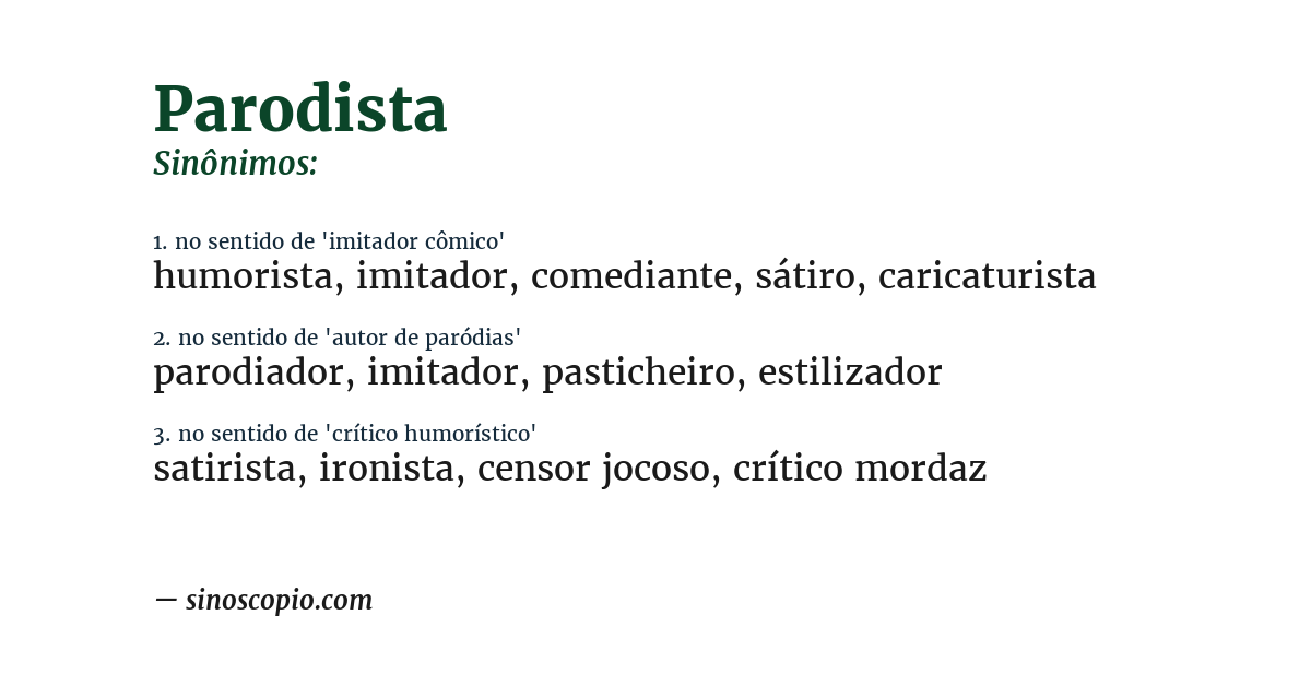 Sinônimo de parodista