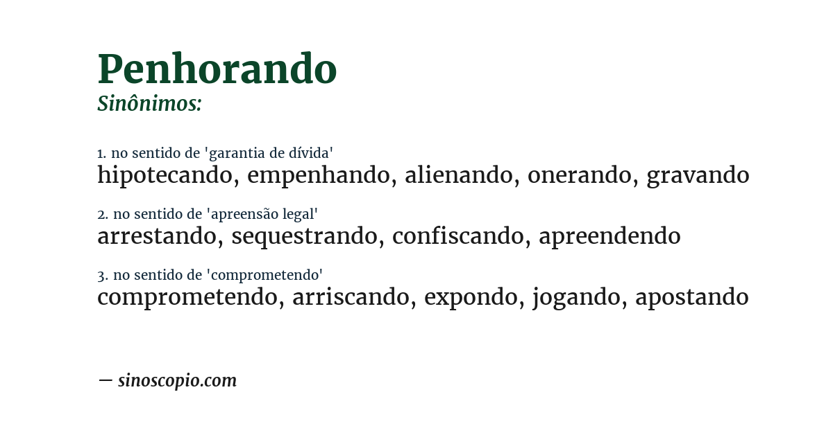 Sinônimo de penhorando