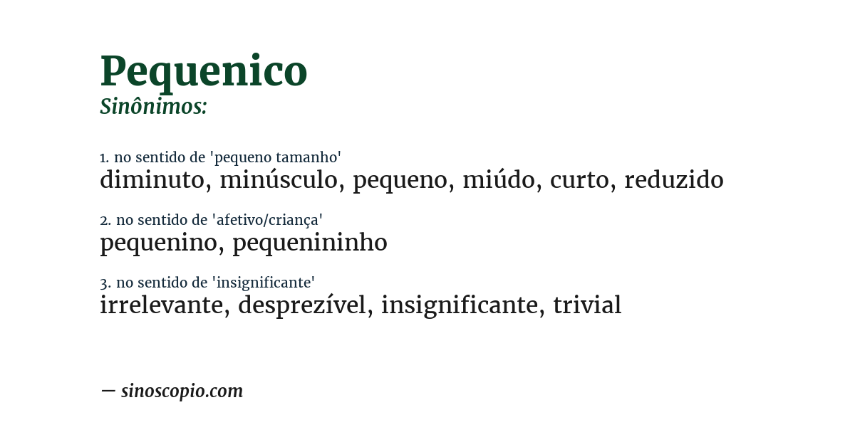 Sinônimo de pequenico