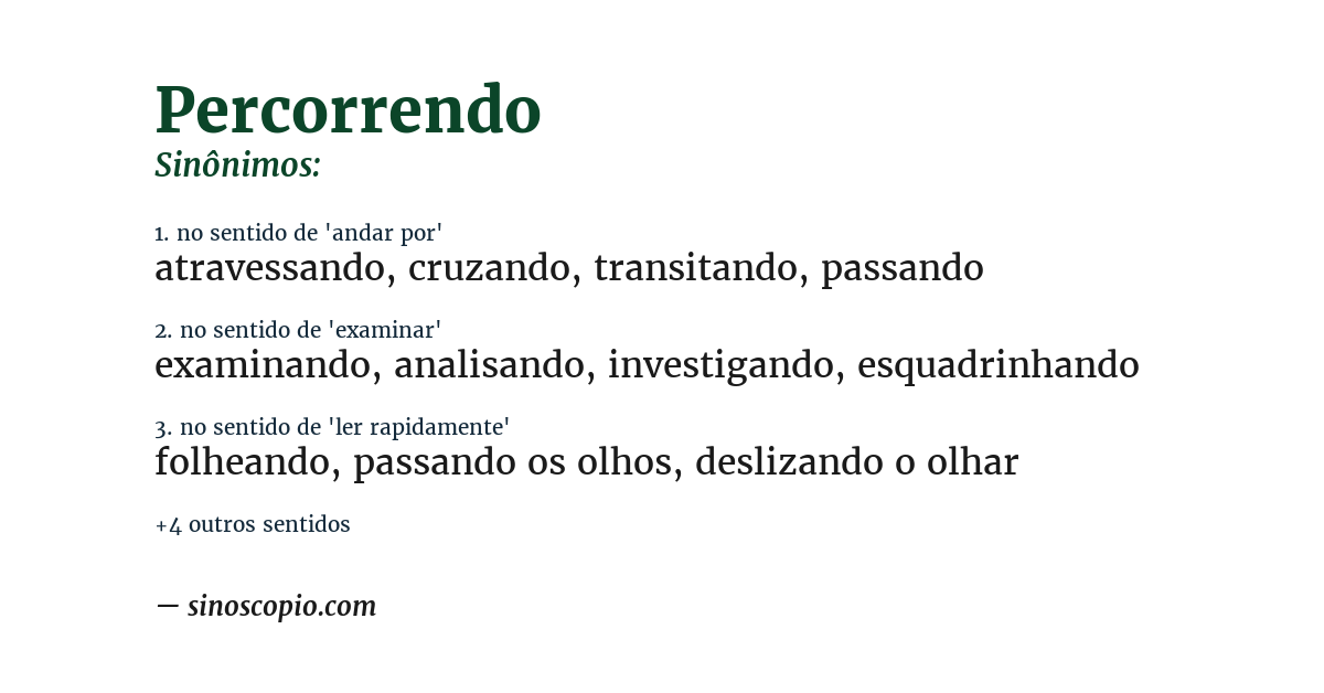 Sinônimo de percorrendo