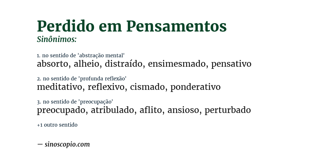 Sinônimo de perdido em pensamentos