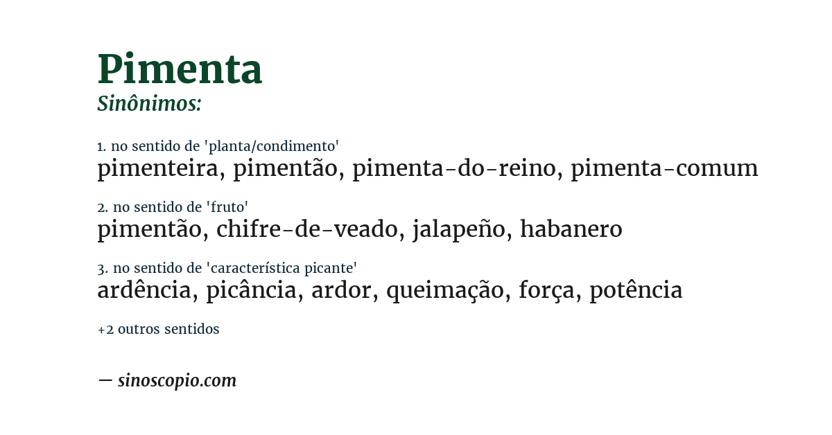Sinônimo de pimenta