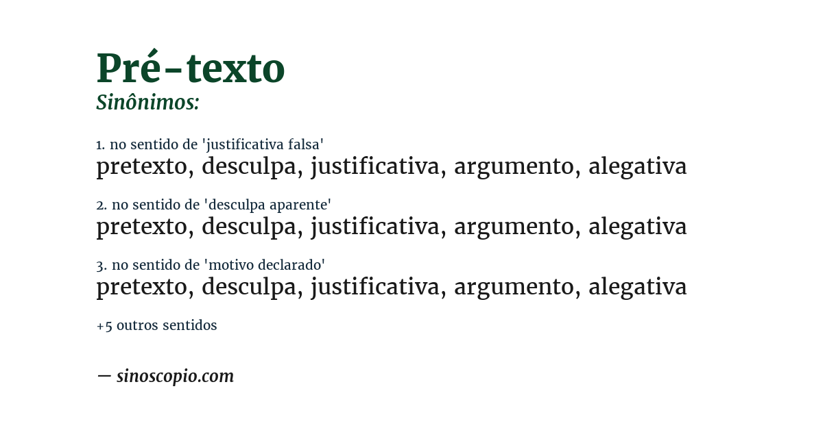 Sinônimo de pré-texto