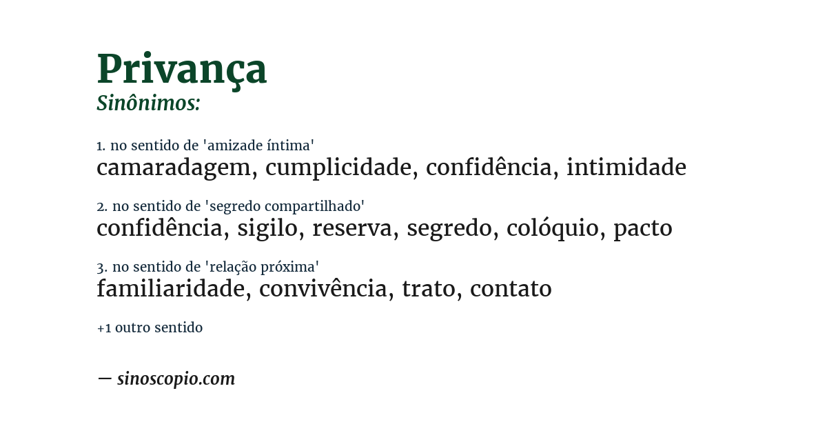 Sinônimo de privança