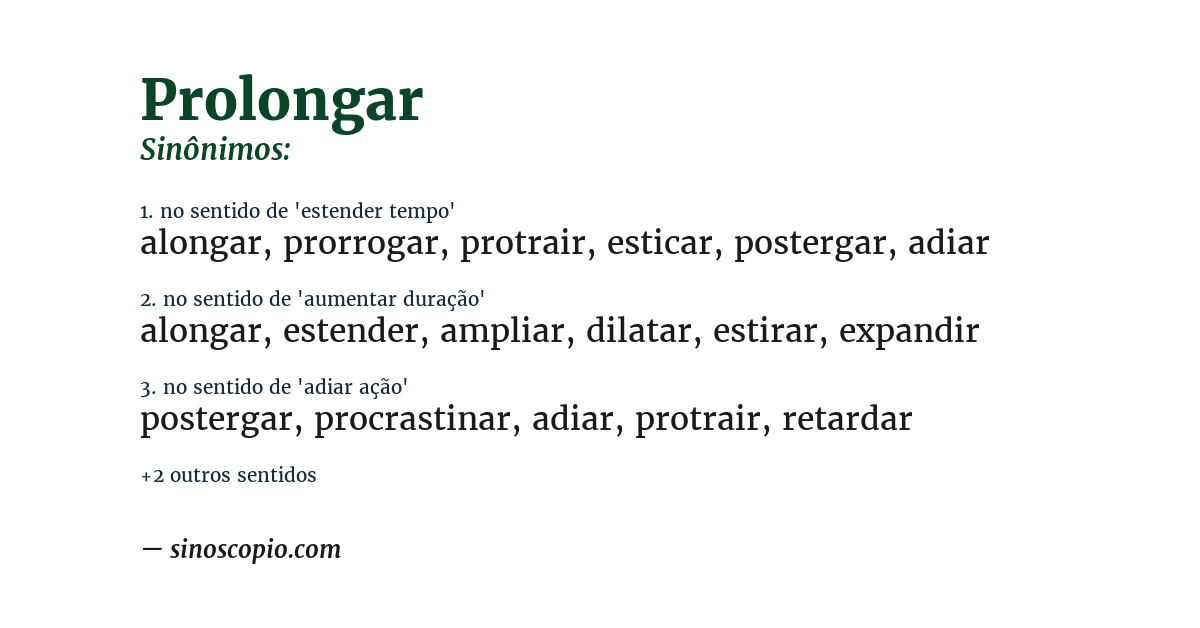 Sinônimo de prolongar